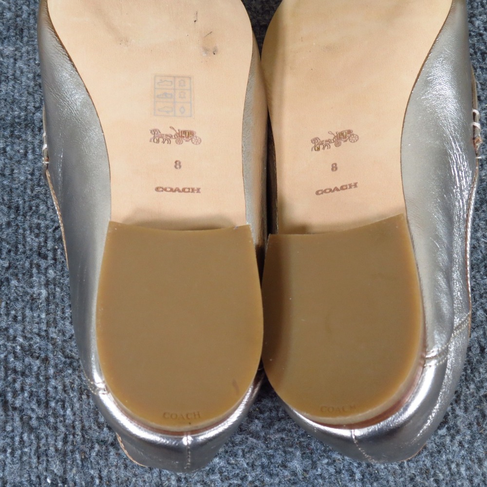 Coach Hanna Women Loafer Size 8 Professional Casual Metallic Silver Leather - Picture 8 of 9